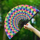 Maxbell Folding Fan Props Foldable with Bamboo Frames for Night Club Parties Cosplay Peacock