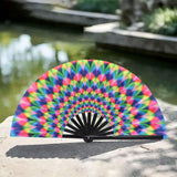 Maxbell Folding Fan Props Foldable with Bamboo Frames for Night Club Parties Cosplay Peacock