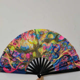 Maxbell Folding Fan Props Foldable with Bamboo Frames for Night Club Parties Cosplay Life Tree
