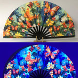 Maxbell Folding Fan Props Foldable with Bamboo Frames for Night Club Parties Cosplay Colorful Butterfly