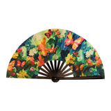 Maxbell Folding Fan Props Foldable with Bamboo Frames for Night Club Parties Cosplay Colorful Butterfly