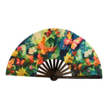 Maxbell Folding Fan Props Foldable with Bamboo Frames for Night Club Parties Cosplay Colorful Butterfly