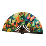 Maxbell Folding Fan Props Foldable with Bamboo Frames for Night Club Parties Cosplay Colorful Butterfly
