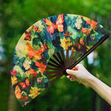 Maxbell Folding Fan Props Foldable with Bamboo Frames for Night Club Parties Cosplay Colorful Butterfly