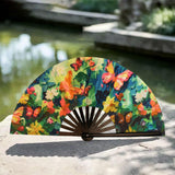 Maxbell Folding Fan Props Foldable with Bamboo Frames for Night Club Parties Cosplay Colorful Butterfly