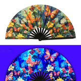 Maxbell Folding Fan Props Foldable with Bamboo Frames for Night Club Parties Cosplay Colorful Butterfly