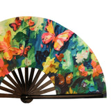 Maxbell Folding Fan Props Foldable with Bamboo Frames for Night Club Parties Cosplay Colorful Butterfly