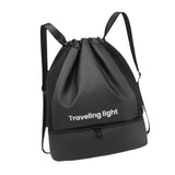 Maxbell Drawstring Backpack Wide Opening Swimming Bag for Swimming Pool Hiking Beach Black