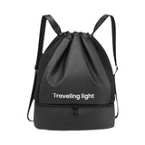 Maxbell Drawstring Backpack Wide Opening Swimming Bag for Swimming Pool Hiking Beach Black