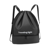 Maxbell Drawstring Backpack Wide Opening Swimming Bag for Swimming Pool Hiking Beach Black