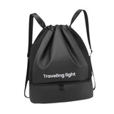 Maxbell Drawstring Backpack Wide Opening Swimming Bag for Swimming Pool Hiking Beach Black