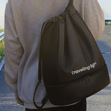 Maxbell Drawstring Backpack Wide Opening Swimming Bag for Swimming Pool Hiking Beach Black