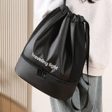 Maxbell Drawstring Backpack Wide Opening Swimming Bag for Swimming Pool Hiking Beach Black