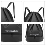 Maxbell Drawstring Backpack Wide Opening Swimming Bag for Swimming Pool Hiking Beach Black