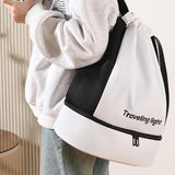 Maxbell Drawstring Backpack Wide Opening Swimming Bag for Swimming Pool Hiking Beach White