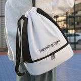 Maxbell Drawstring Backpack Wide Opening Swimming Bag for Swimming Pool Hiking Beach White