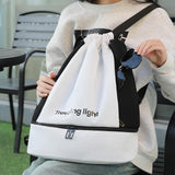 Maxbell Drawstring Backpack Wide Opening Swimming Bag for Swimming Pool Hiking Beach White