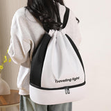 Maxbell Drawstring Backpack Wide Opening Swimming Bag for Swimming Pool Hiking Beach White