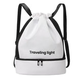 Maxbell Drawstring Backpack Wide Opening Swimming Bag for Swimming Pool Hiking Beach White