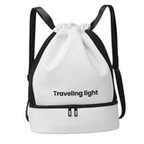 Maxbell Drawstring Backpack Wide Opening Swimming Bag for Swimming Pool Hiking Beach White