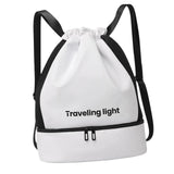 Maxbell Drawstring Backpack Wide Opening Swimming Bag for Swimming Pool Hiking Beach White