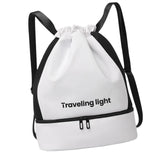 Maxbell Drawstring Backpack Wide Opening Swimming Bag for Swimming Pool Hiking Beach White
