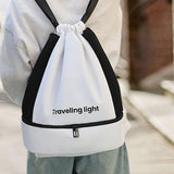 Maxbell Drawstring Backpack Wide Opening Swimming Bag for Swimming Pool Hiking Beach White