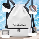 Maxbell Drawstring Backpack Wide Opening Swimming Bag for Swimming Pool Hiking Beach White