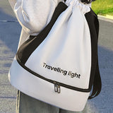 Maxbell Drawstring Backpack Wide Opening Swimming Bag for Swimming Pool Hiking Beach White