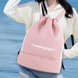 Maxbell Drawstring Backpack Wide Opening Swimming Bag for Swimming Pool Hiking Beach Pink