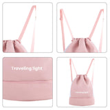 Maxbell Drawstring Backpack Wide Opening Swimming Bag for Swimming Pool Hiking Beach Pink