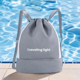 Maxbell Drawstring Backpack Wide Opening Swimming Bag for Swimming Pool Hiking Beach Blue