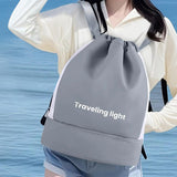 Maxbell Drawstring Backpack Wide Opening Swimming Bag for Swimming Pool Hiking Beach Blue