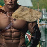 Maxbell Faux Fur Shoulder Armor Cape Men Wrap for Men Medieval Knight Shoulder Shrug