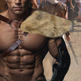 Maxbell Faux Fur Shoulder Armor Cape Men Wrap for Men Medieval Knight Shoulder Shrug