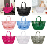 Maxbell Womens Woven Tote Bag Lightweight Summer Beach Handbag for Vacation Shopping Dark Pink