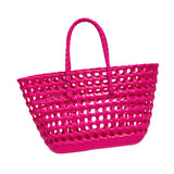 Maxbell Womens Woven Tote Bag Lightweight Summer Beach Handbag for Vacation Shopping Dark Pink