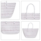 Maxbell Womens Woven Tote Bag Lightweight Summer Beach Handbag for Vacation Shopping White