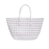 Maxbell Womens Woven Tote Bag Lightweight Summer Beach Handbag for Vacation Shopping White