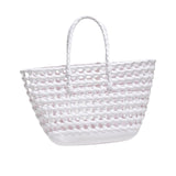 Maxbell Womens Woven Tote Bag Lightweight Summer Beach Handbag for Vacation Shopping White