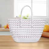 Maxbell Womens Woven Tote Bag Lightweight Summer Beach Handbag for Vacation Shopping White