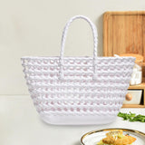 Maxbell Womens Woven Tote Bag Lightweight Summer Beach Handbag for Vacation Shopping White