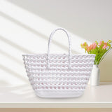 Maxbell Womens Woven Tote Bag Lightweight Summer Beach Handbag for Vacation Shopping White