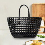Maxbell Womens Woven Tote Bag Lightweight Summer Beach Handbag for Vacation Shopping Black