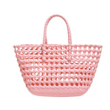 Maxbell Womens Woven Tote Bag Lightweight Summer Beach Handbag for Vacation Shopping Pink