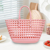 Maxbell Womens Woven Tote Bag Lightweight Summer Beach Handbag for Vacation Shopping Pink