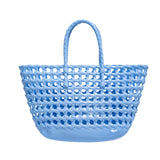 Maxbell Womens Woven Tote Bag Lightweight Summer Beach Handbag for Vacation Shopping Light Blue