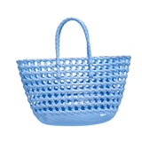 Maxbell Womens Woven Tote Bag Lightweight Summer Beach Handbag for Vacation Shopping Light Blue