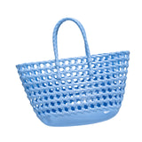 Maxbell Womens Woven Tote Bag Lightweight Summer Beach Handbag for Vacation Shopping Light Blue
