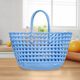 Maxbell Womens Woven Tote Bag Lightweight Summer Beach Handbag for Vacation Shopping Light Blue